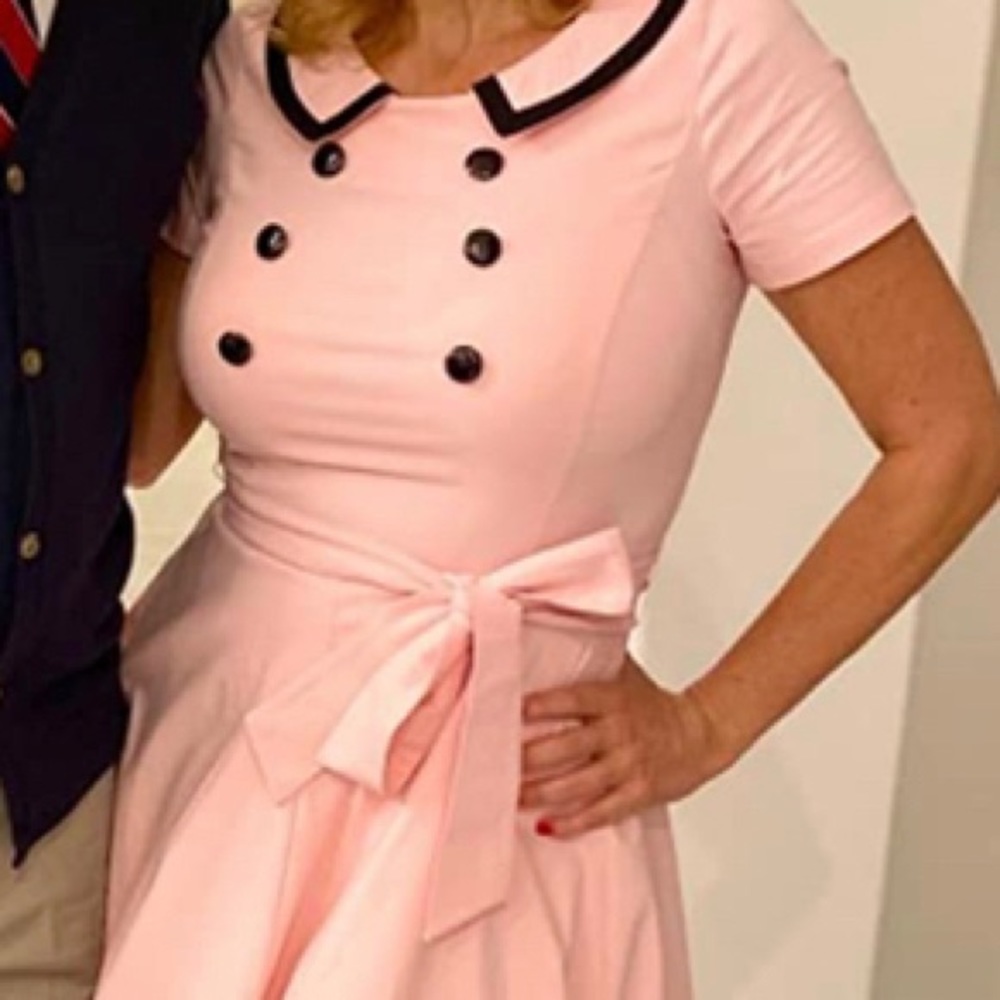 New. Pink and black dress. Retro style.